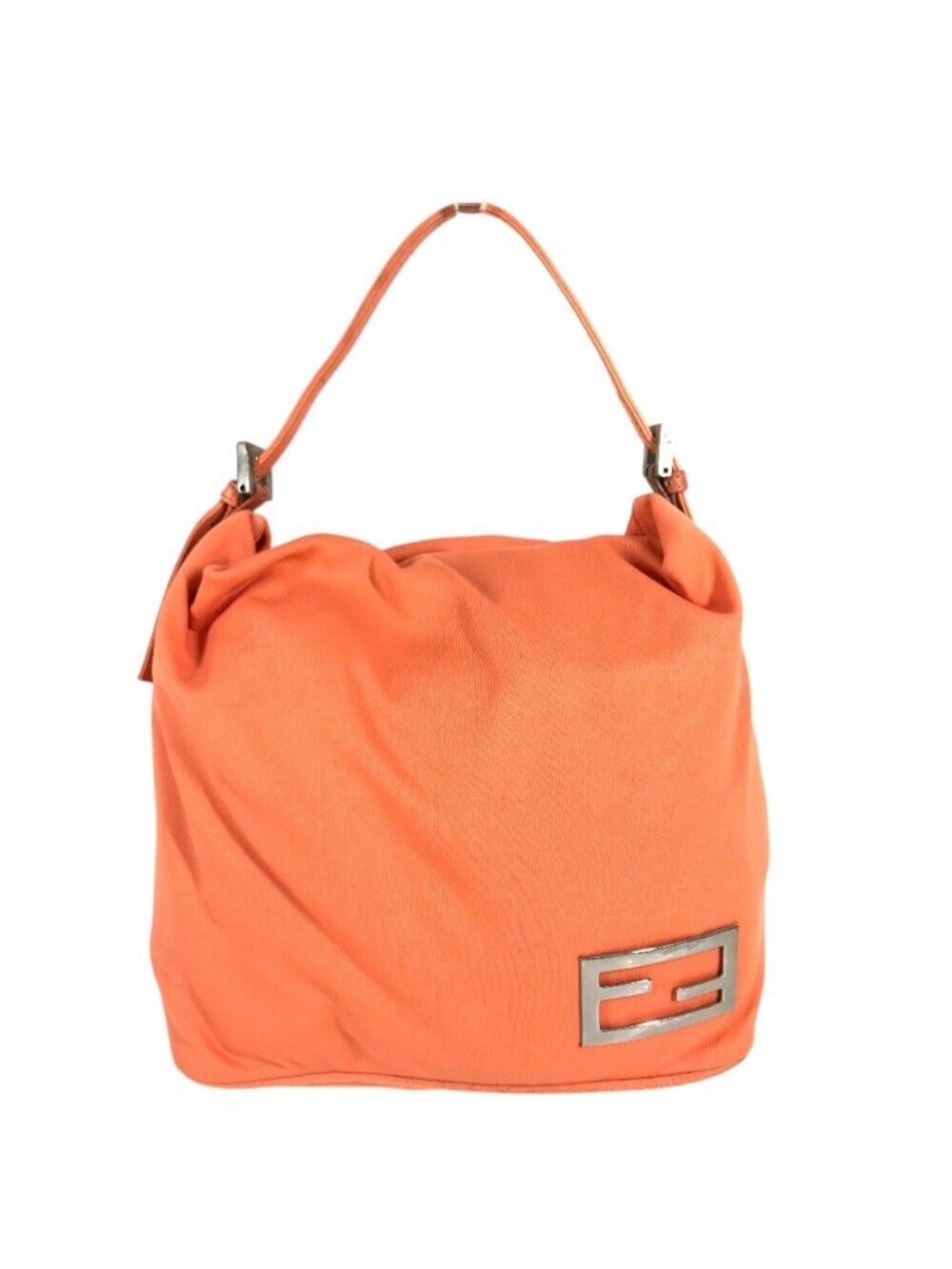 Fendi Shoulder Bag FF Logo Nylon Canvas Orange